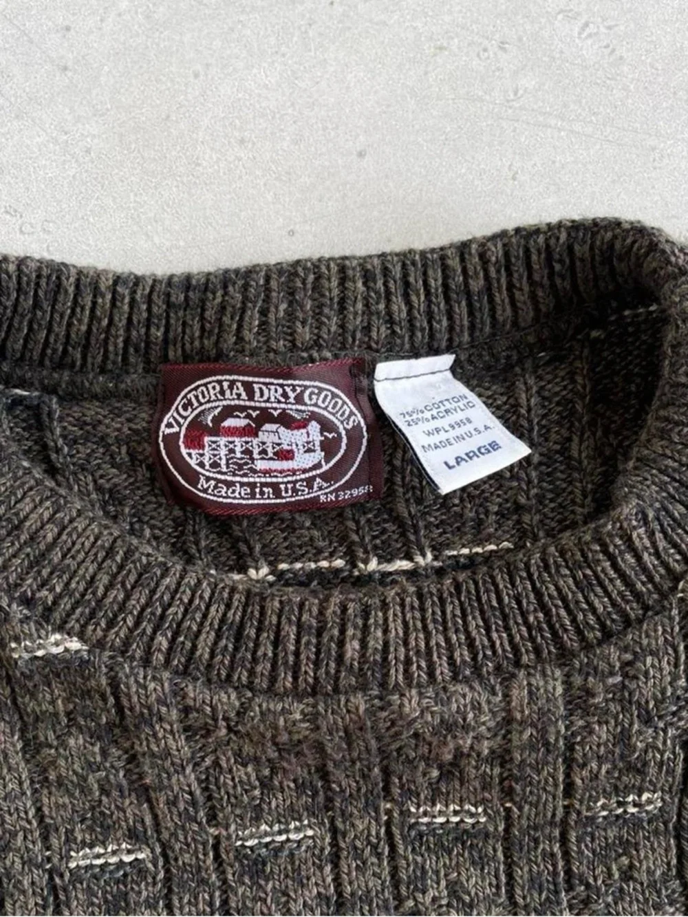 90s Victoria Dry Goods Brown Blend Knit Sweater Preppy Classic Grandpa Crewneck